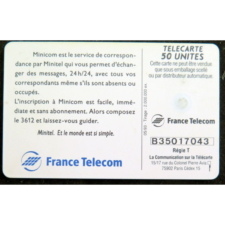 Carte téléphonique télécarte 50 Minicom de France Telecom
