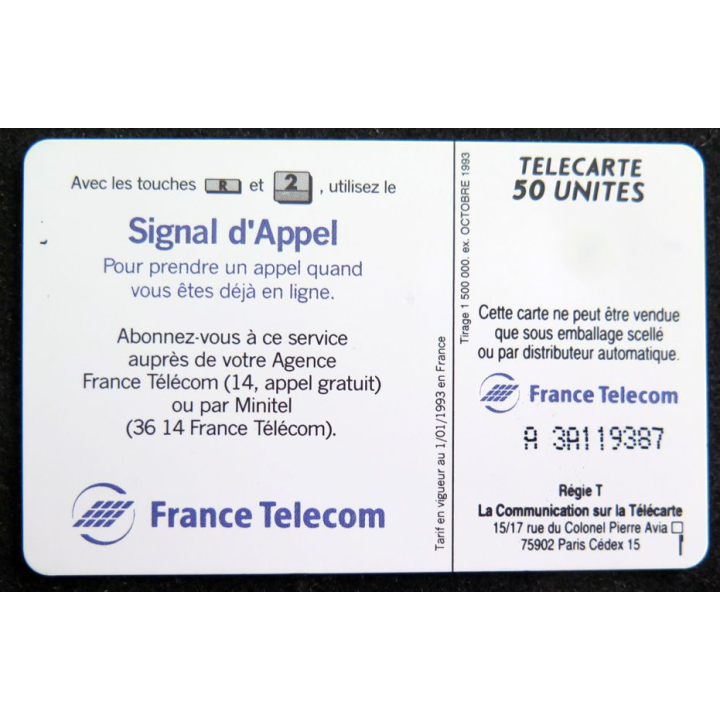 Carte téléphonique télécarte 50 Signal d'appel 10F par mois France Télécom