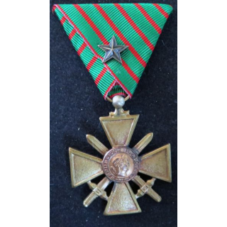 FRANCE : Croix de guerre 1914-1918 avec étoile et montage du ruban à la russe