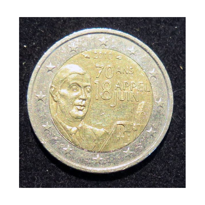 FRANCE : Pièce de 2 euros 70° anniversaire appel du 18 juin 1940 - 2010