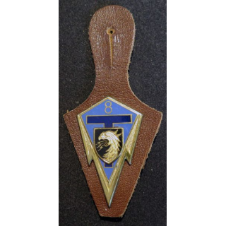 8° RT : insigne métallique du 8° régiment de transmissions de fabrication Drago Paris H. 698