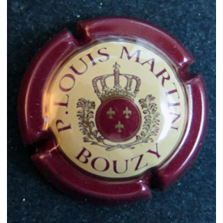 Capsule Muselet de bouteille de champagne MARTIN P. Louis n° 3 Bordeaux fond blanc cassé écusson moyen