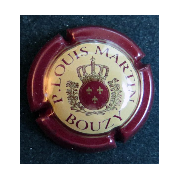 Capsule Muselet de bouteille de champagne MARTIN P. Louis n° 3 Bordeaux fond blanc cassé écusson moyen