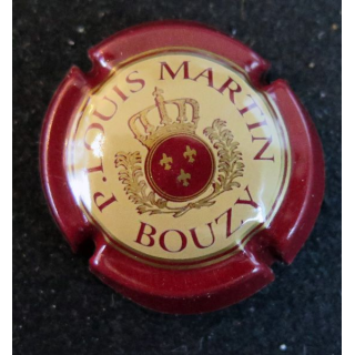 Capsule Muselet de bouteille de champagne MARTIN P. Louis n° 4 Bordeaux fond jaune-crème écusson moyen