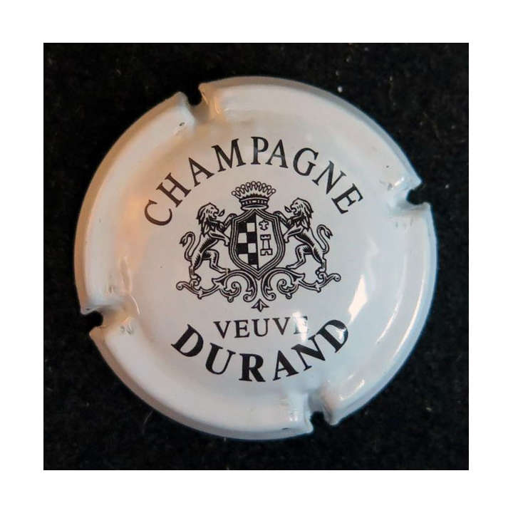 Capsule Muselet de bouteille de champagne Vve DURAND n° 3 blanc sans barre sur la tour