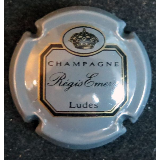 Capsule Muselet de bouteille de champagne EMERY Régis n° 1 gris lettres noires
