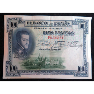 ESPAGNE : Billet de banque de 100 Pesetas FELIPE II 01/07/1925 série F