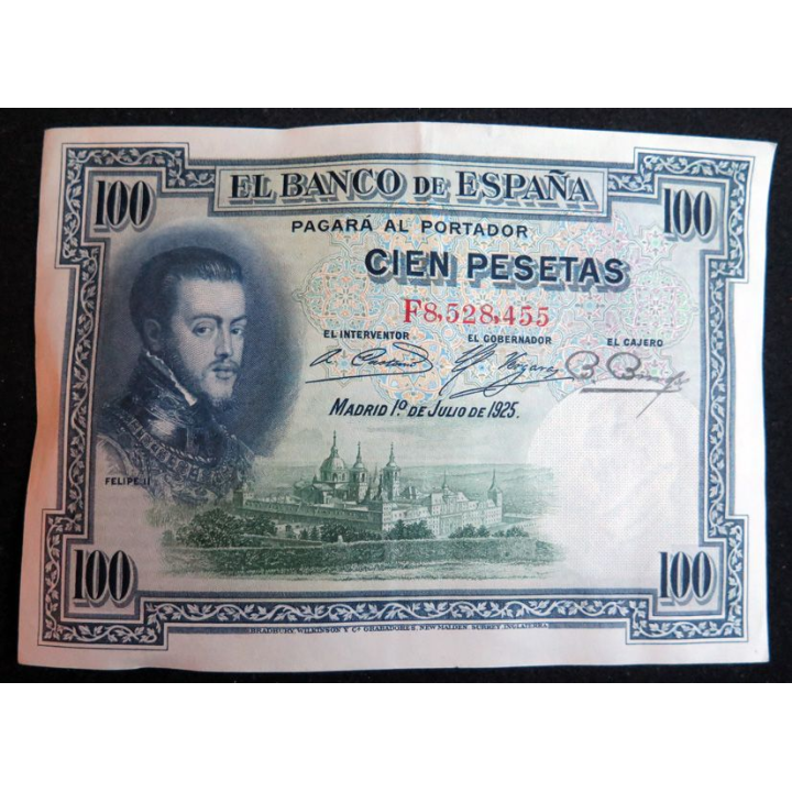 ESPAGNE : Billet de banque de 100 Pesetas FELIPE II 01/07/1925 série F