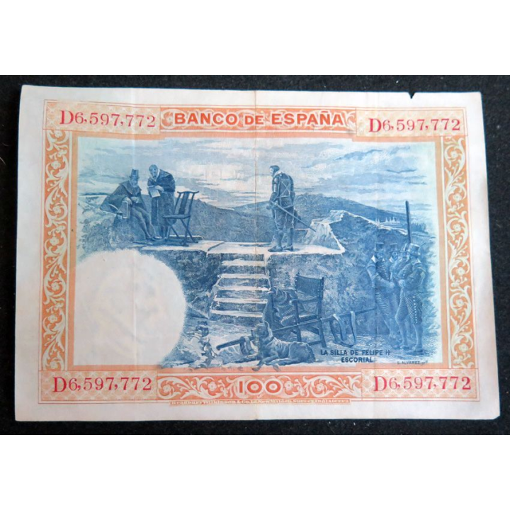 ESPAGNE : Billet de banque de 100 Pesetas FELIPE II 01/07/1925 série D