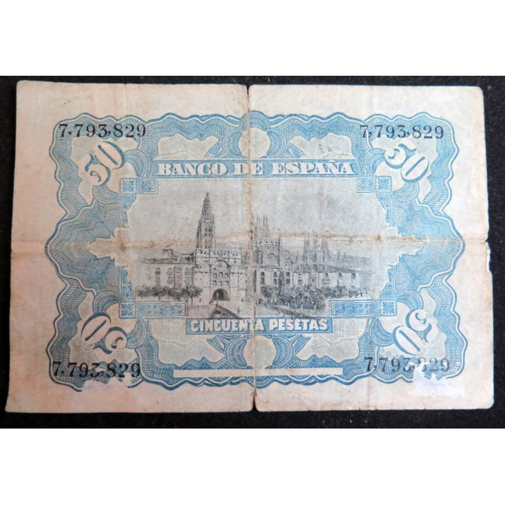 ESPAGNE : Billet de banque de 50 Pesetas 15/07/1907 