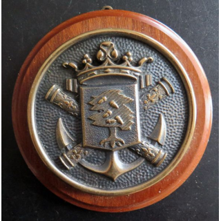 MARINE : Tape de bouche du Croiseur Chateaurenault en bronze sur support bois