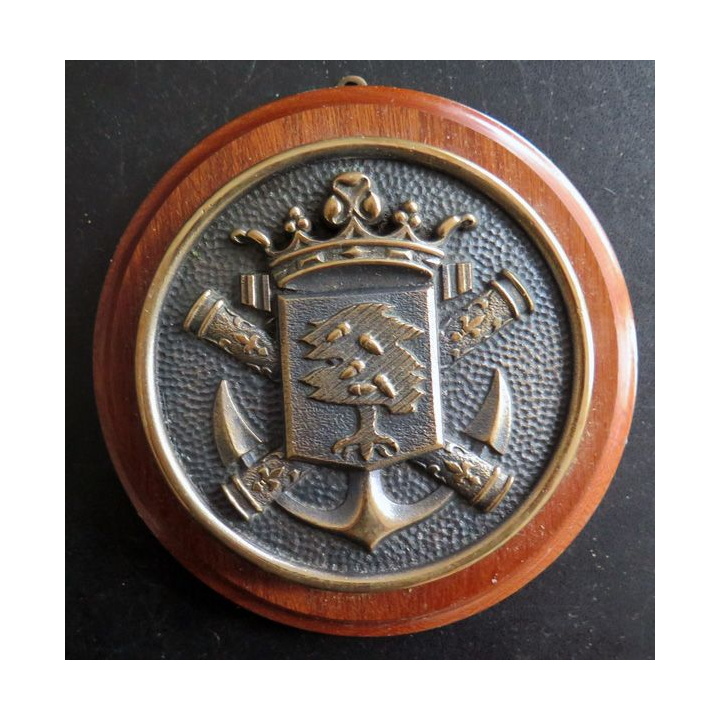 MARINE : Tape de bouche du Croiseur Chateaurenault en bronze sur support bois