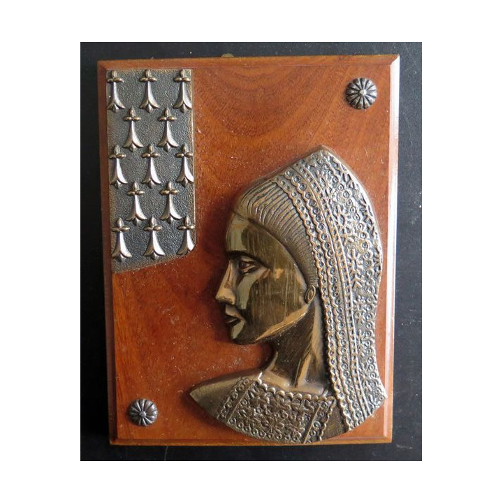 BRETAGNE : Tape de bouche en bronze de la Reine Anne de Bretagne 20 x 15 cm