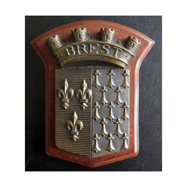 MARINE : Tape de bouche en bronze De La Ville de Brest 17 x 15 cm