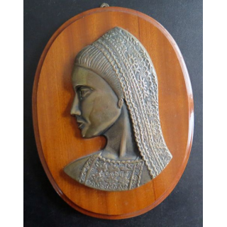 BRETAGNE : Tape de bouche en bronze de la Reine Anne de Bretagne 20 x 15 cm