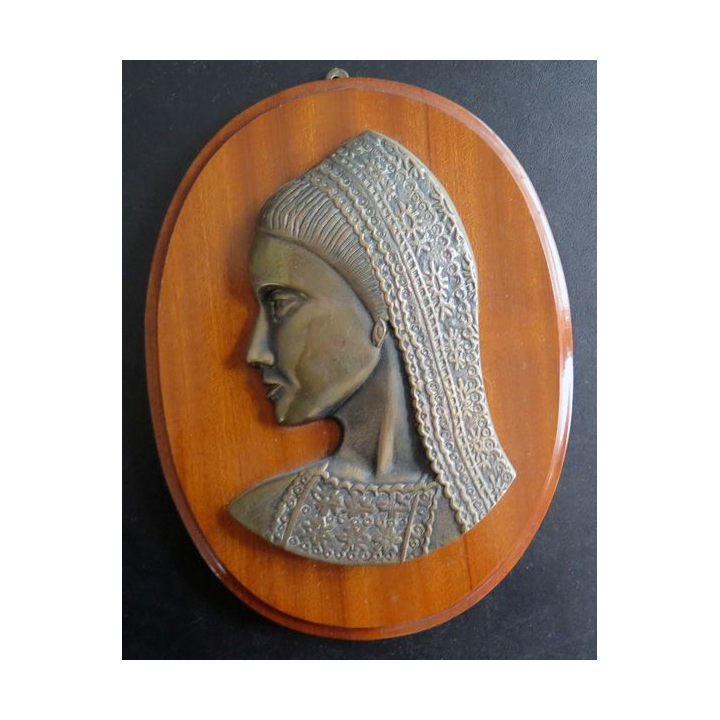 BRETAGNE : Tape de bouche en bronze de la Reine Anne de Bretagne 20 x 15 cm