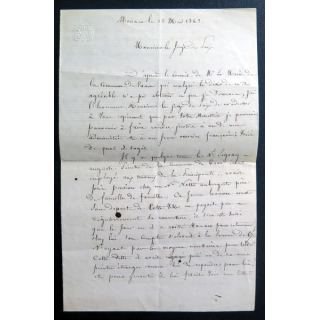 Vieille lettre du Maire de Monaco à un juge de Pais datant du 15 Mai 1863