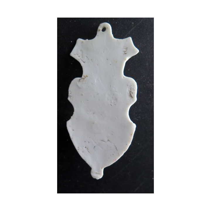 Petit bénitier en porcelaine blanche sur la Vierge Marie 12 x 5,5 cm
