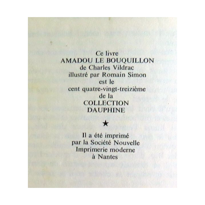 Amadou le bouillon de Charles Vildrac bibliothèque rouge et or 1973