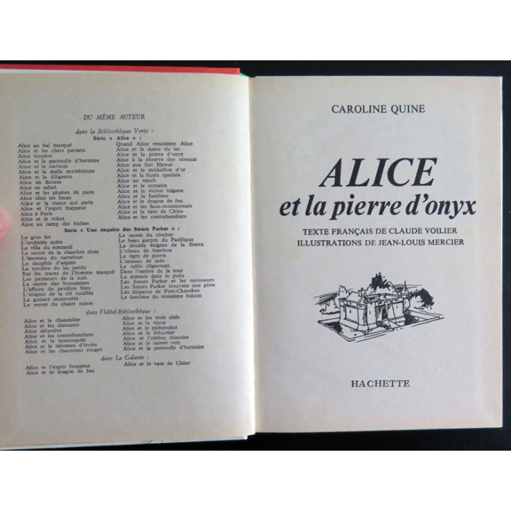 Alice et la pierre d'onyx de Caroline Quine bibliothèque verte 1979