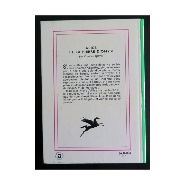 Alice et la pierre d'onyx de Caroline Quine bibliothèque verte 1979