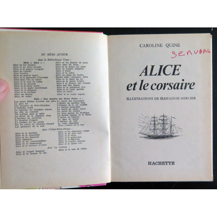 Alice et le corsaire de Caroline Quine bibliothèque verte 1978