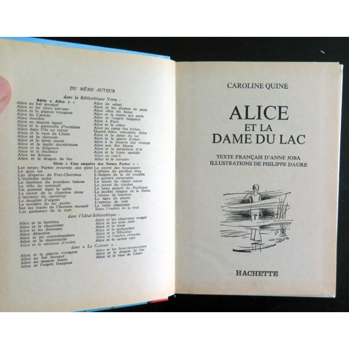 Alice et la dame du lac de Caroline Quine bibliothèque verte 1978