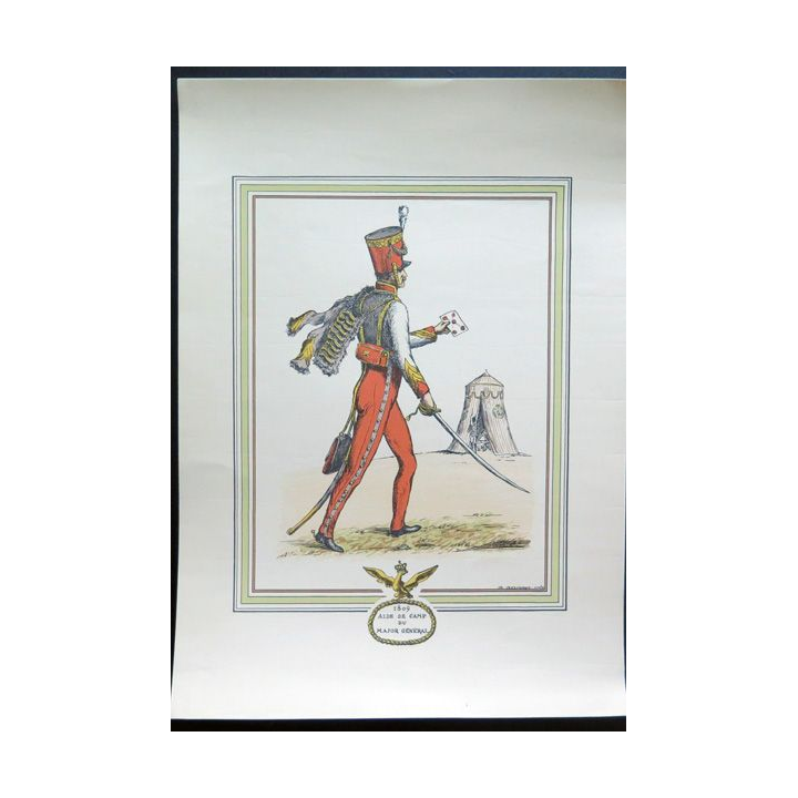 Gravure 1809 Aide de camp du Major Général 26,5 x 37,5 cm éditions d'Art Derveaux