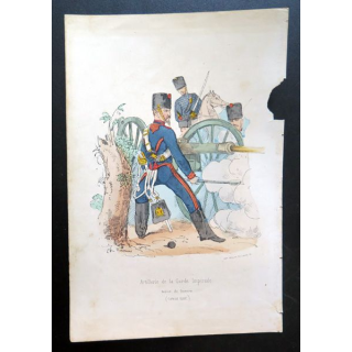Artillerie de la Garde Impériale, Armées Françaises, lithographie en couleurs d'après Charles Vernier. 1860