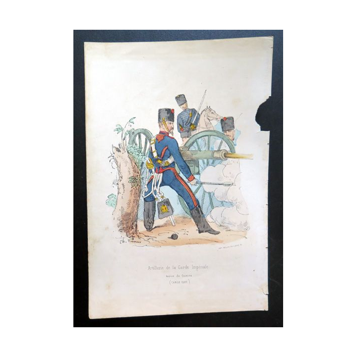 Artillerie de la Garde Impériale, Armées Françaises, lithographie en couleurs d'après Charles Vernier. 1860
