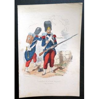 Grenadiers de la garde impériale, Armées Françaises, lithographie en couleurs d'après Charles Vernier. 1860