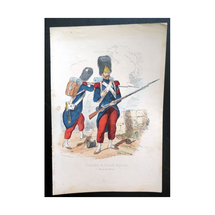 Grenadiers de la garde impériale, Armées Françaises, lithographie en couleurs d'après Charles Vernier. 1860