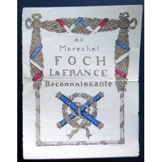 Ancien feuillet de souscription pour élever une statue du Maréchal Foch 1930