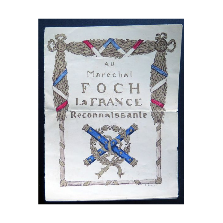 Ancien feuillet de souscription pour élever une statue du Maréchal Foch 1930