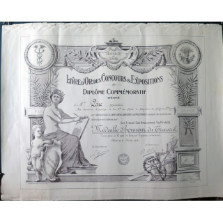 Diplôme commémoratif dédié du Livre d'Or des Concours et Expositions 1924