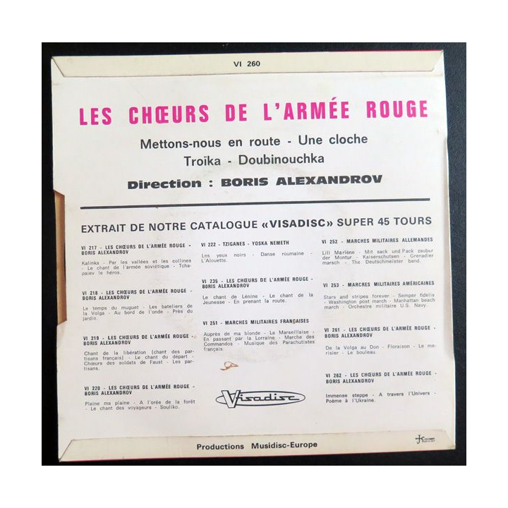 Disque 45 Tours Les Choeurs de l'armée rouge