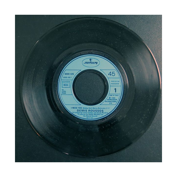 Disque 45 Tours I Need you Had to run de Demis Roussos
