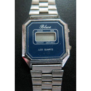 Montre Vintage Homme LCD QUARTZ bracelet métallique argenté