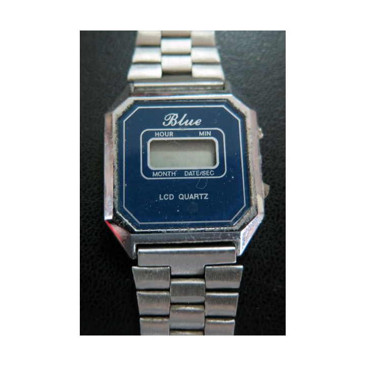 Montre Vintage Homme LCD QUARTZ bracelet métallique argenté