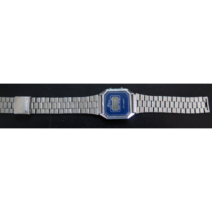 Montre Vintage Homme LCD QUARTZ bracelet métallique argenté