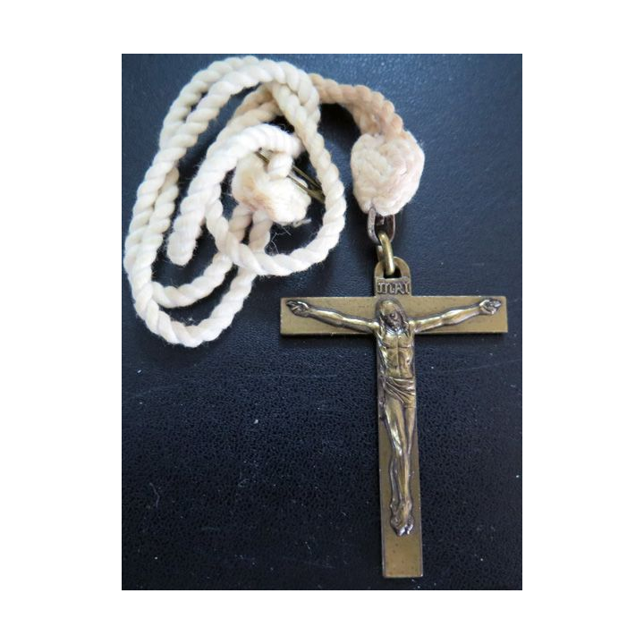 Crucifix en bronze avec cordon 7 x 5 cm 