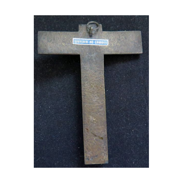 Crucifix en bronzesouvenir de Lourdes 14 x 10 cm
