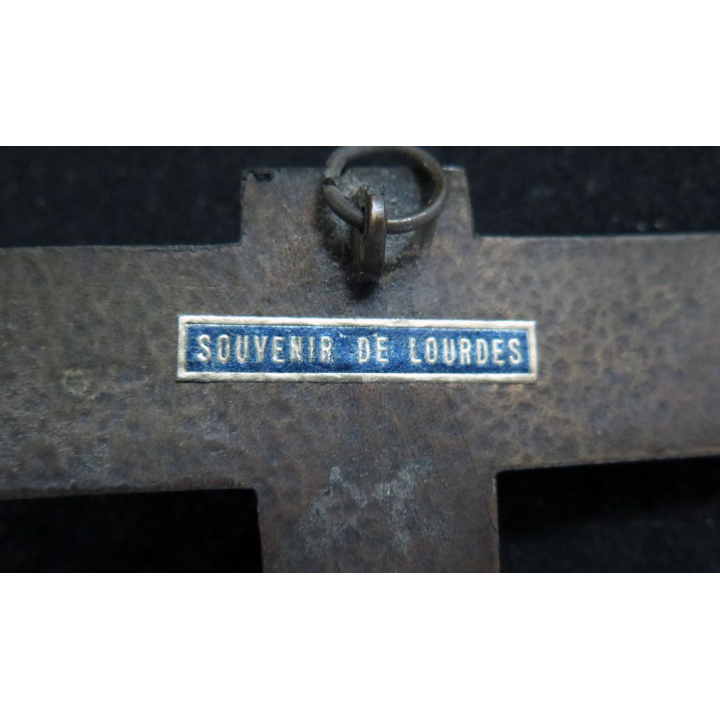 Crucifix en bronzesouvenir de Lourdes 14 x 10 cm