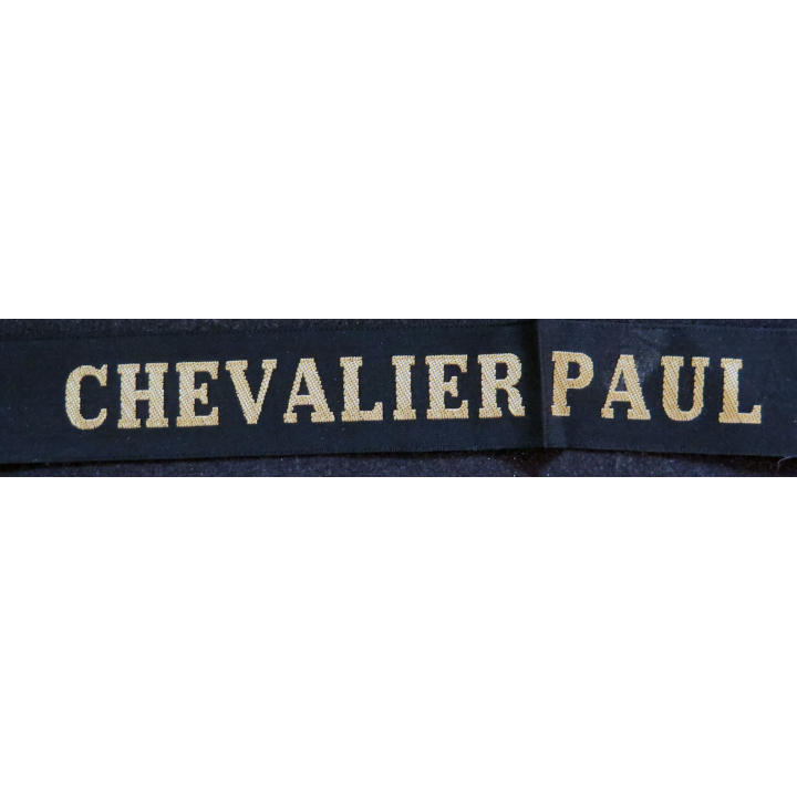 MARINE : bande de bachi de marin "CHEVALIER PAUL" longueur 65 cm fils dorés