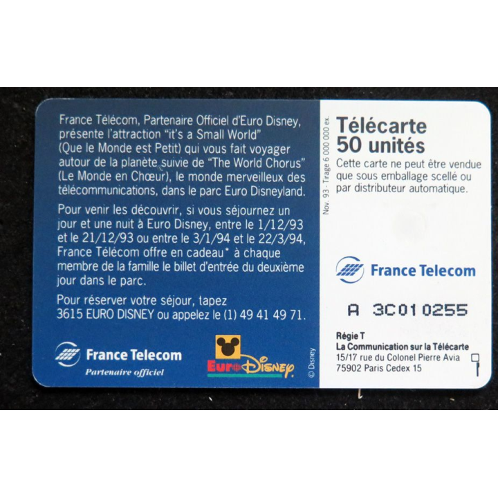 Carte téléphonique télécarte 50 Le Cadeau d'Euro Disney