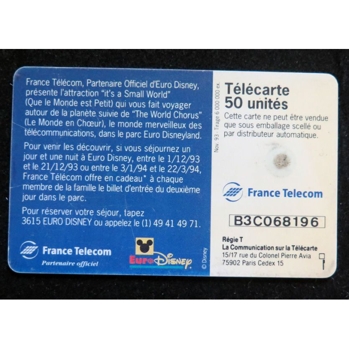 Carte téléphonique télécarte 50 Le Cadeau d'Euro Disney