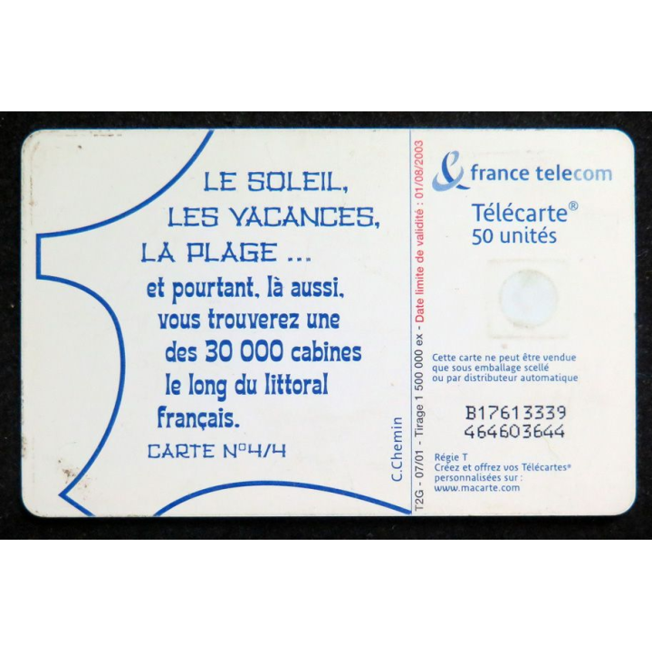 Carte téléphonique télécarte 50 le Soleil les vacances la plage carte 4/4