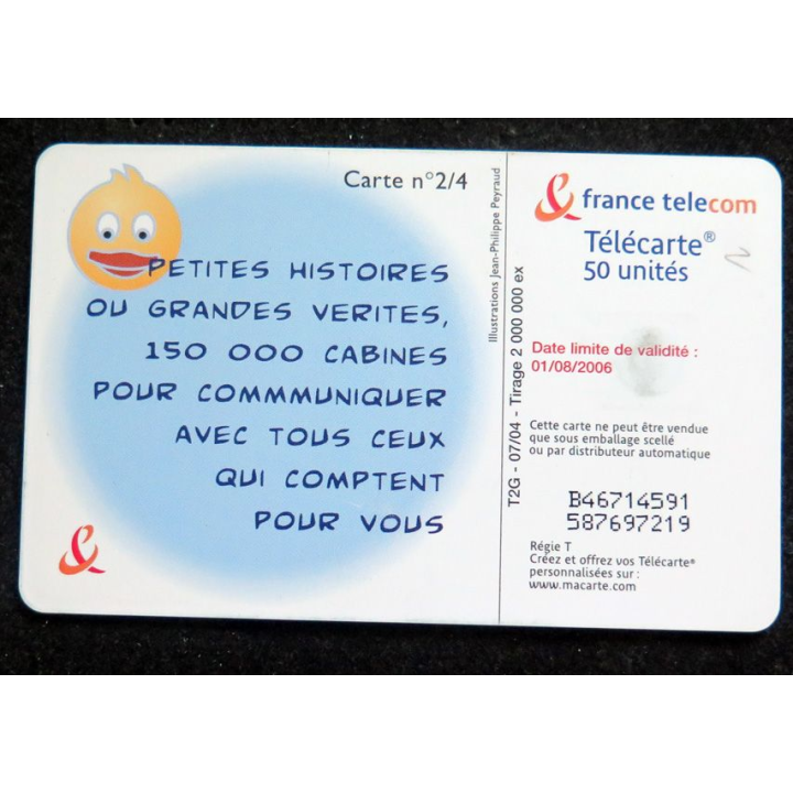 Carte téléphonique télécarte Petites histoires ou grandes vérités carte n° 2/4