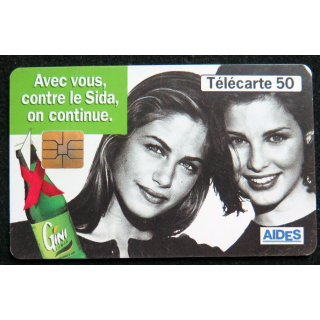 Carte téléphonique télécarte Gini Avec vous contre le sida on continue