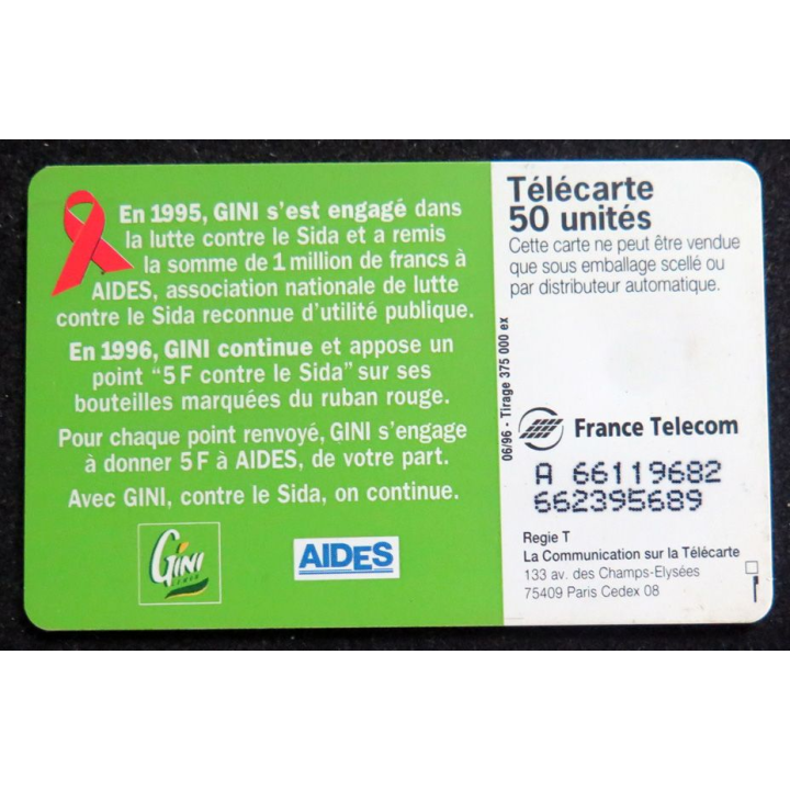 Carte téléphonique télécarte Gini Avec vous contre le sida on continue
